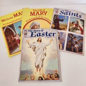 Lot of 4 Vintage Religious Coloring Books